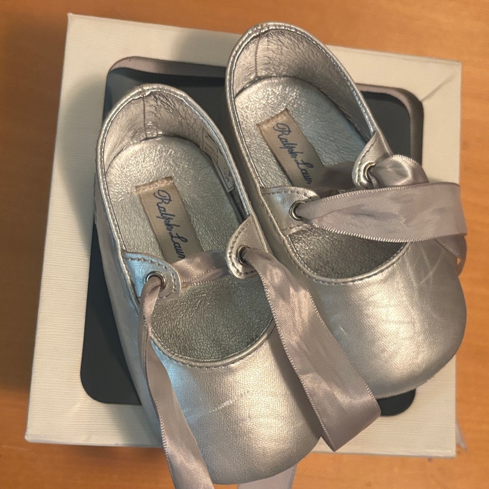 Ralph Lauren Metallic Silver Kids Dress Shoes